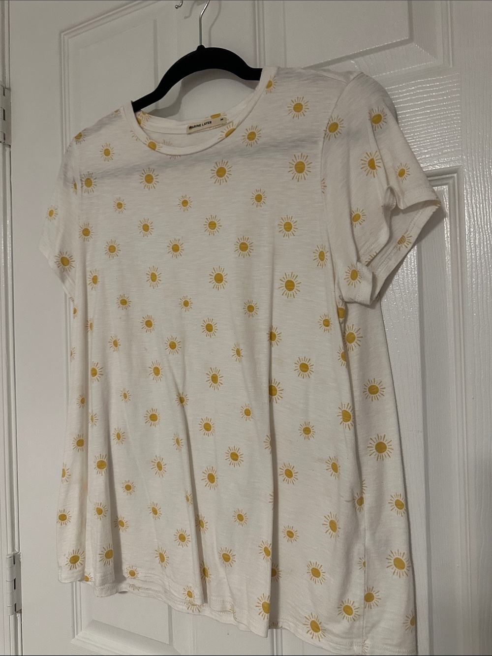 Marine Layer Swing Tee, White Sunburst, Size Medium/M